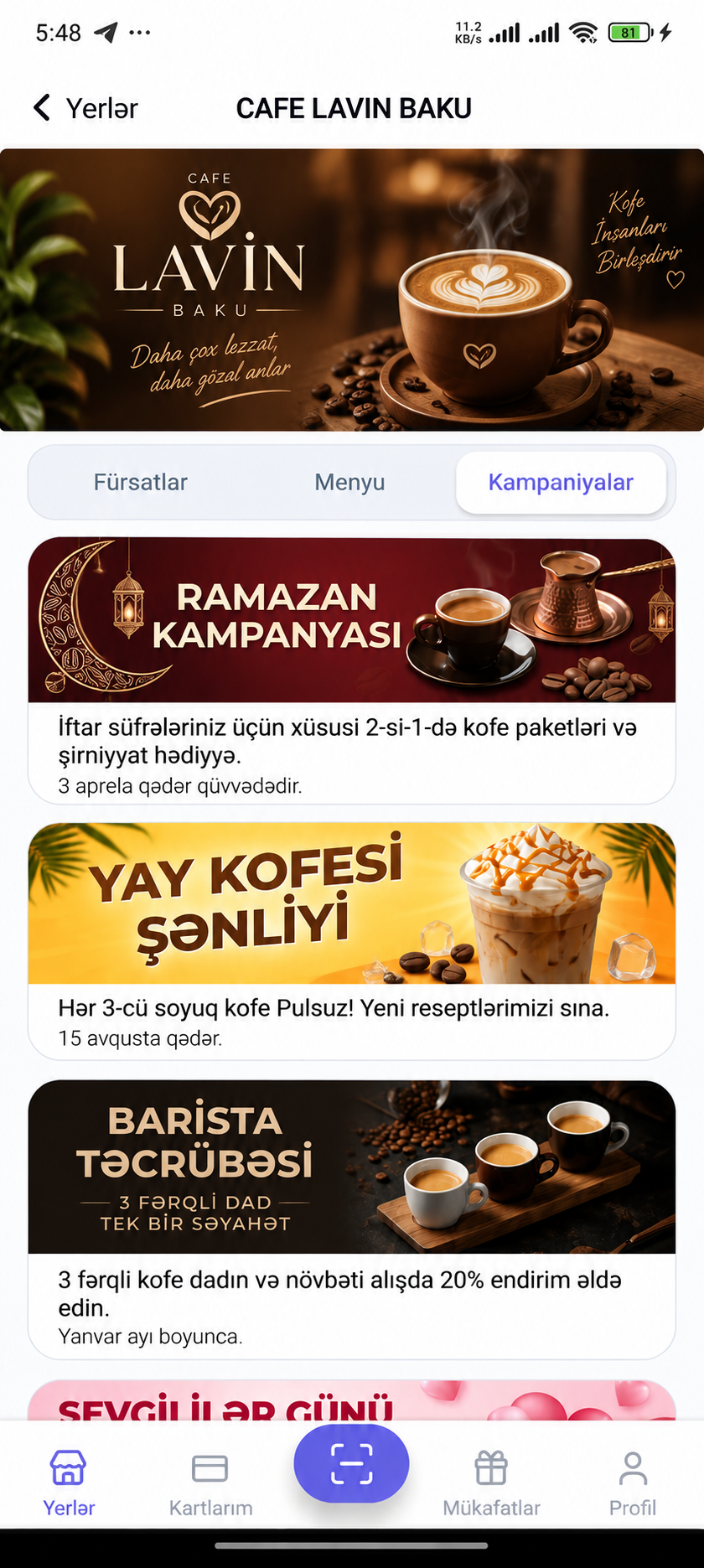 Kampaniyalar ekranı